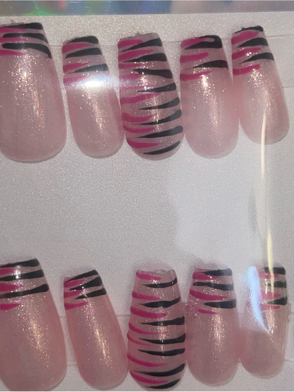 Pink and Black Zebra Stripe Press-On Nails